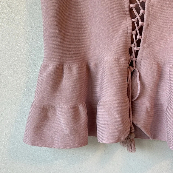 Intimately Free Dusty Pink/Purple Knit Front Lace Up Baby Doll Tank Top Sm - Picture 3 of 10